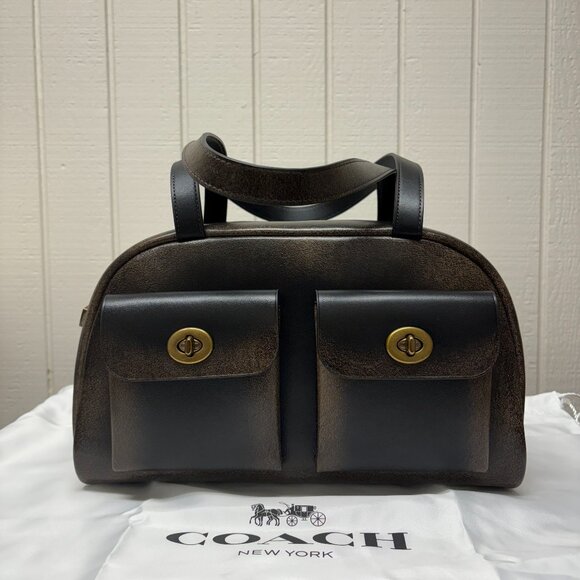Coach Twin Turnlock Bag - Loved Leather - Black - Picture 1 of 11
